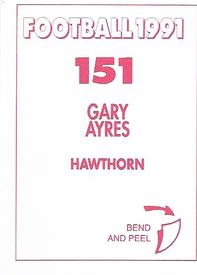 1991 Select AFL Stickers #151 Gary Ayres Back